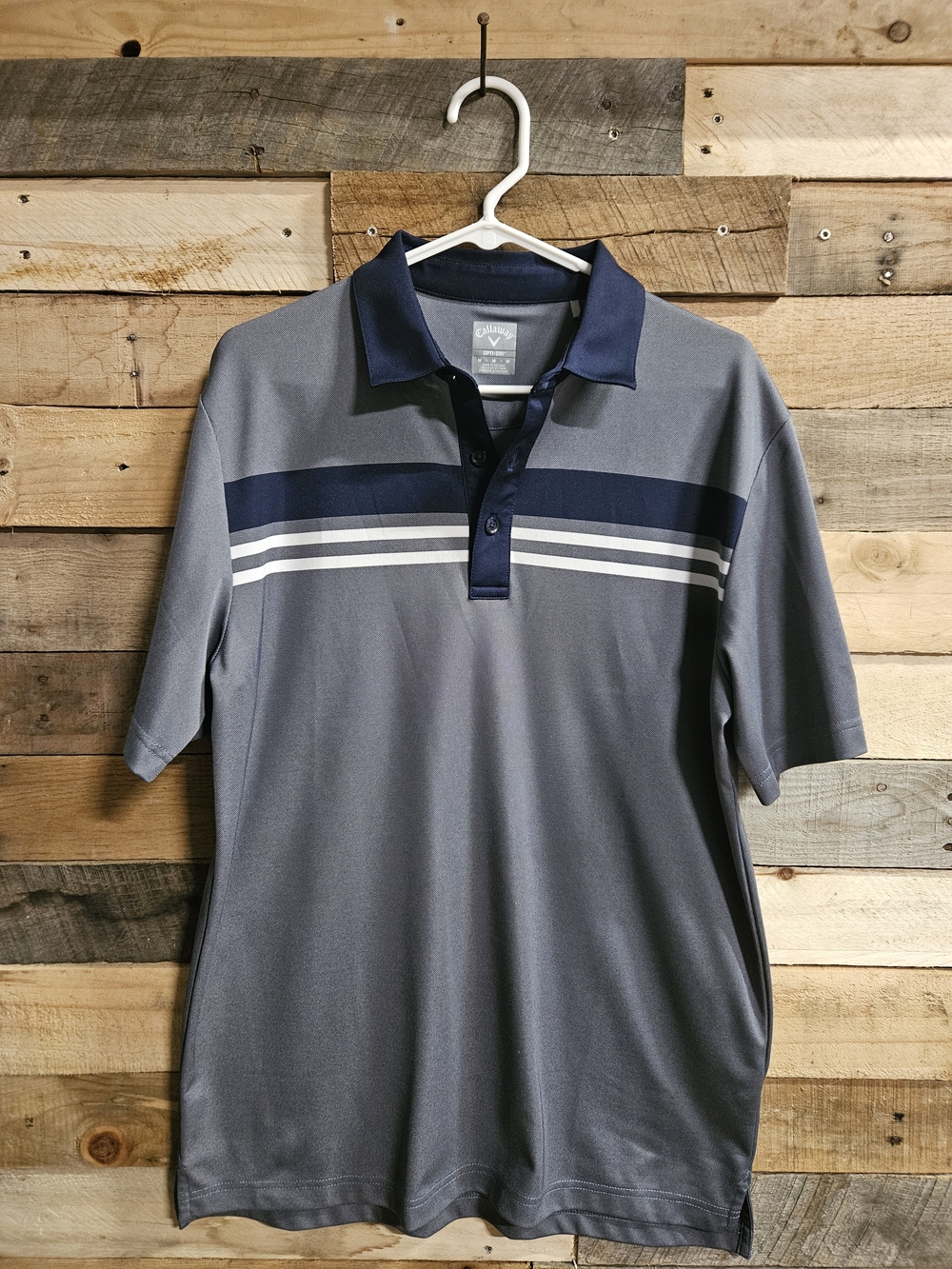 Callaway Polo Shirt with Navy Stripe  Performance Short Sleeve